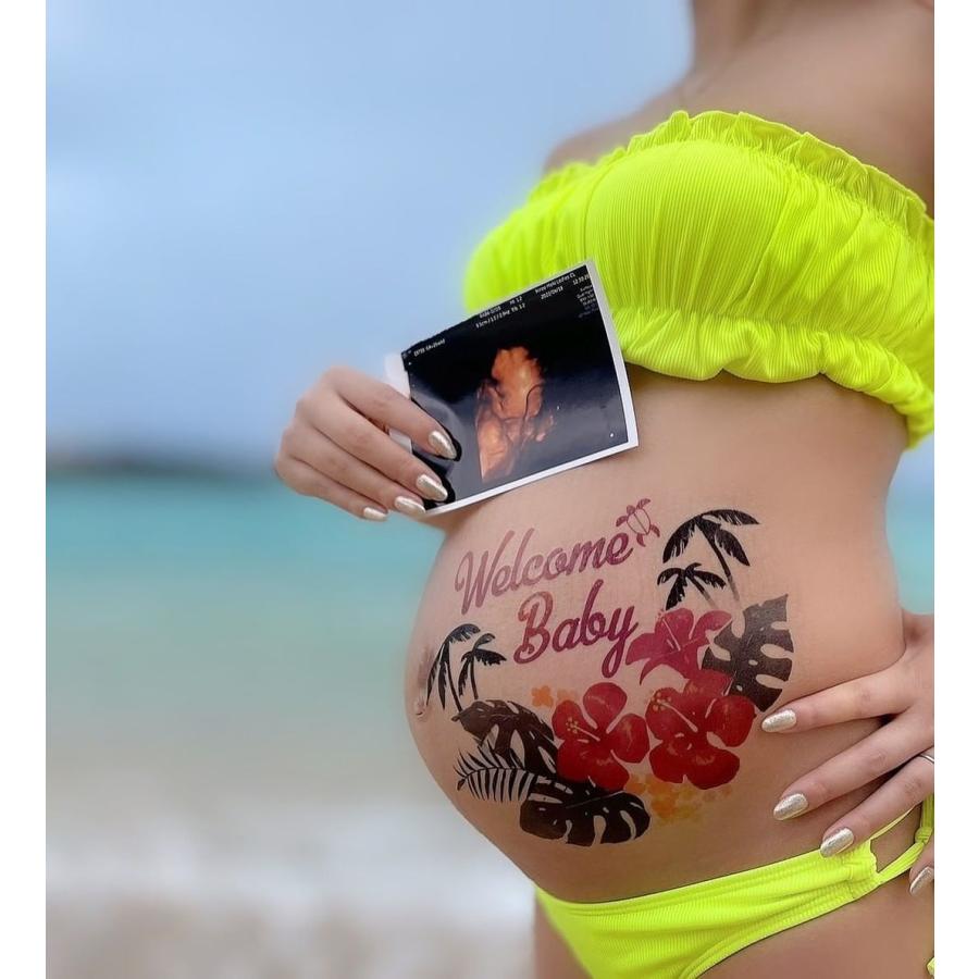 ネイビー＊M80＊ribbon flower＊マタニティフォト用ボディシール ネイビー＊M80＊ribbon flower＊マタニティフォトシール＊リボン