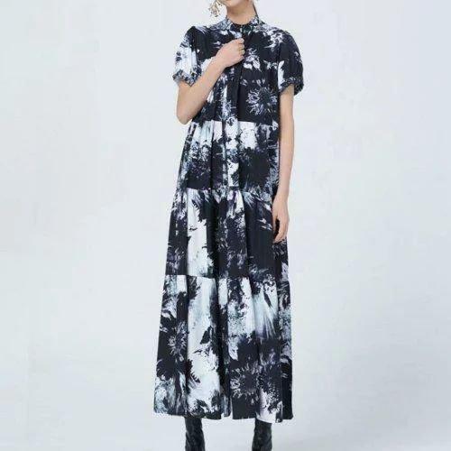 最新最全の フレアワンピース ワンピース レディース マキシ丈 ワンピ 半袖 夏 シャツワンピース Aライン ゆったり 体型カバー 個性的 派手目 ロングワンピース ロングワン Democracia Tv