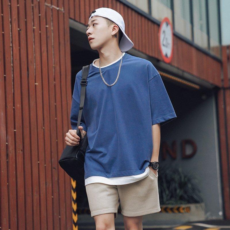 Tシャツ メンズ レイヤード 韓国 ファッション ビッグシルエット 半袖 無地 おしゃれ ビッグtシャツ オルチャンファッション韓国服 おうちコーデ Ber ベルストア 通販 Yahoo ショッピング