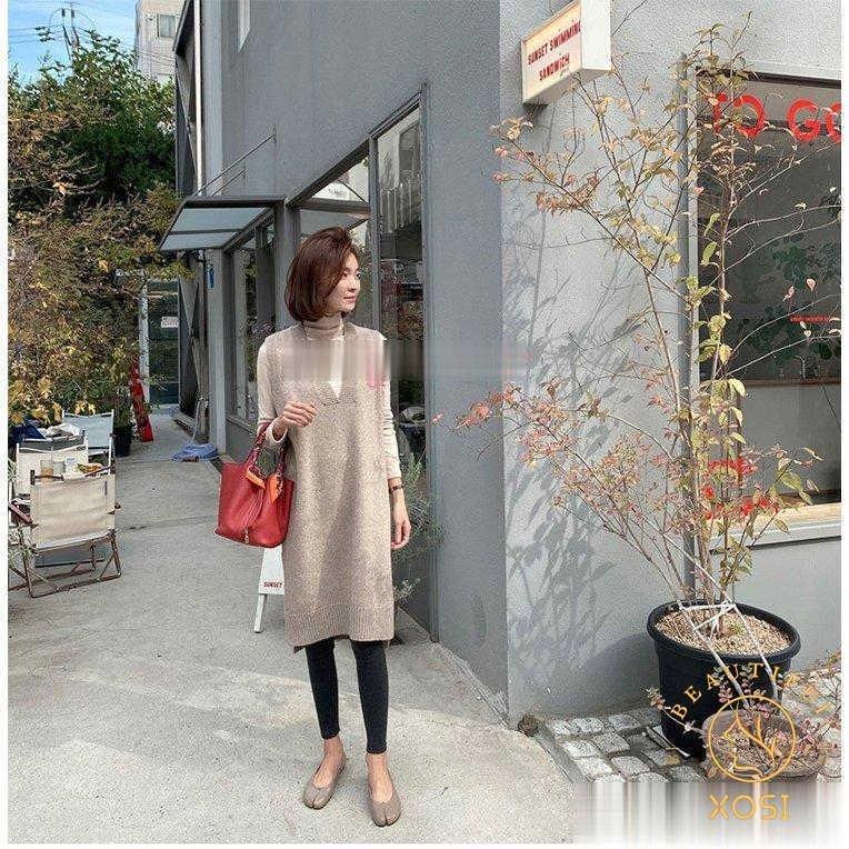 ニットワンピースレディース40代春秋冬ニットベストワンピースvネックベストスカートスリットニットインナー大人オシャレ韓国風ゆったり30代50代 オンライン限定商品