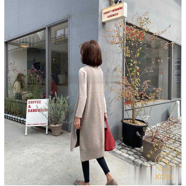 ニットワンピースレディース40代春秋冬ニットベストワンピースvネックベストスカートスリットニットインナー大人オシャレ韓国風ゆったり30代50代 オンライン限定商品