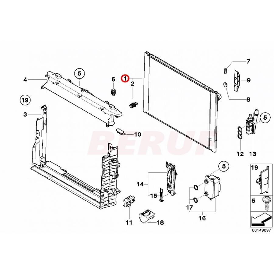 BMW　ラジエーター　BEHR　17117585440　5シリーズ　純正OEM　545i　HELLA製　E61　E60