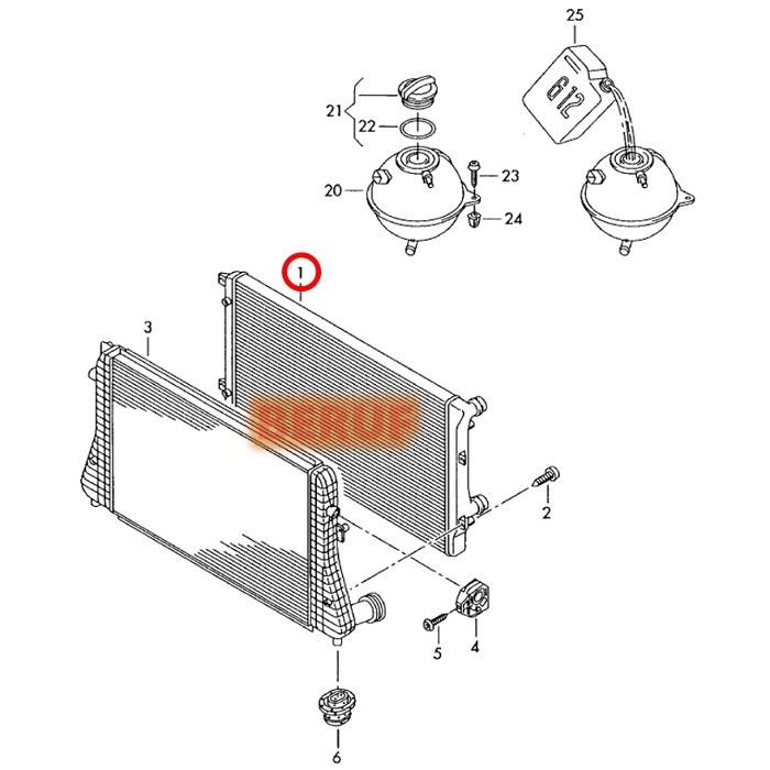 フォルクスワーゲン　ラジエーター BEHR HELLA製 純正OEM　キャディ CADDY　2011年〜　1K0121251DM