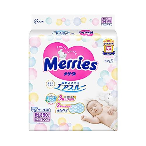 テープ 新生児用】メリーズさらさらエアスルー (お誕生~5kg) 90枚 : べ
