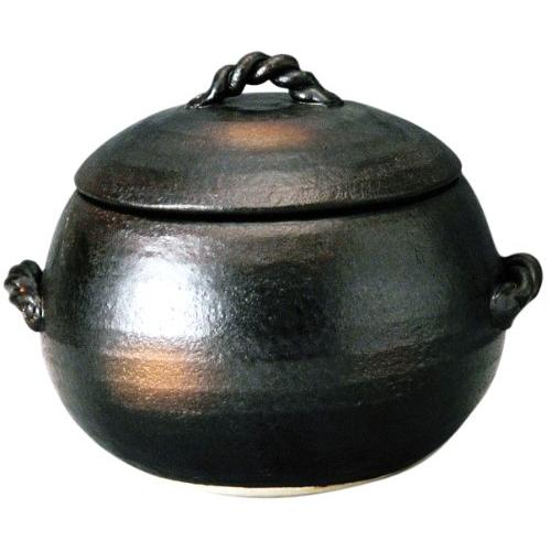 三鈴陶器(Misuzutouki) 萬古焼 ご飯土鍋 3合炊き ブラック 伊賀風