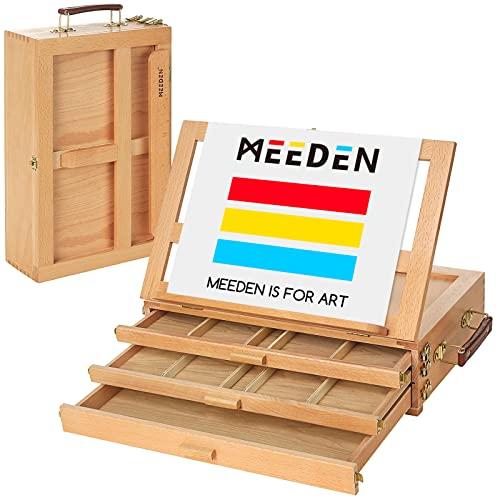 MEEDEN 卓上イーゼル 木製 3段引き出し 折りたたみ式 角度調節可能