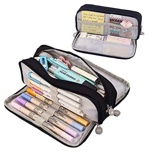 iSuperb ペンケース ダブルオープン ?色 ブラック ネイビーブルー