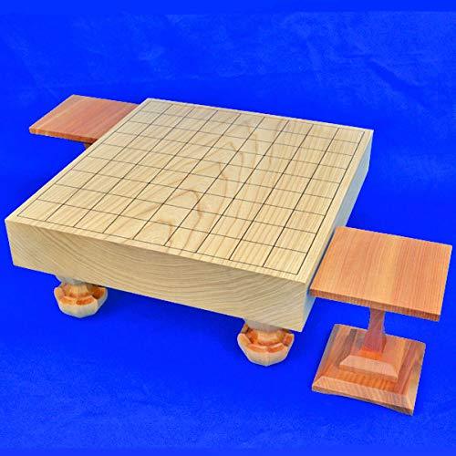 木製囲碁盤 大きめ 碁石2セット付き 囲碁セット 国産桧2寸足付碁盤セット(ガラス碁石梅・栗碁笥大