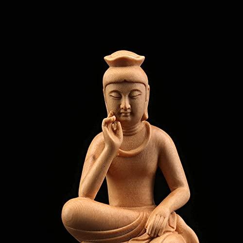 弥勒菩薩 置物 桧木製 木彫り 原木色 半跏思惟像 仏像 弥勒菩薩 置物 桧木製 木彫り 原木色 半跏思惟像 仏像