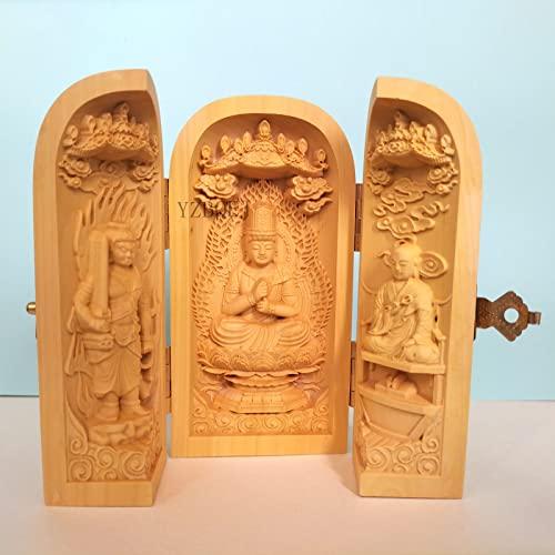 三開仏 木彫りの仏像【大日三尊 真言宗三尊:大日如来・弘法大師 三開仏 木彫りの仏像【大日三尊 真言宗三尊:大日如来・弘法大師