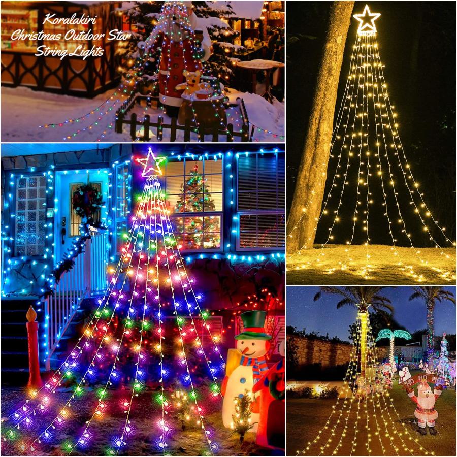 1本2カラー切替】ソーラー LED イルミネーション 屋外 防水 星型