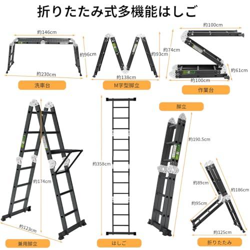 RIKADE 多機能はしご 3.5m アルミ 多関節脚立 専用プレート3枚 RIKADE 多機能はしご 3.5m アルミ 多関節脚立 専用プレート3枚