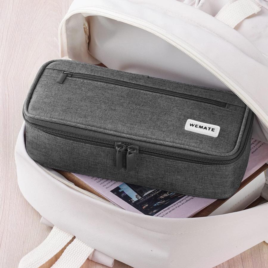 WEMATEペンケース 大容量 筆箱横開き 2層 シンプル 多機能