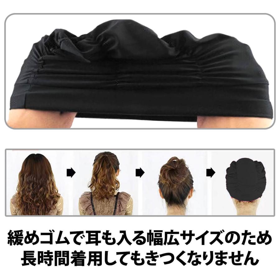 50%offクーポン有 レディース スイムキャップ 黒 容量大きめ ロング