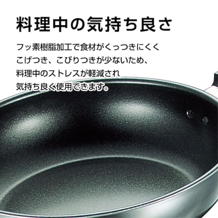 フライパンDX24cm（内面フッ素樹脂加工）｜フジノス IH ステンレス製 アルミクラッド鋼 IH・ガス両用 240×60mmの画像