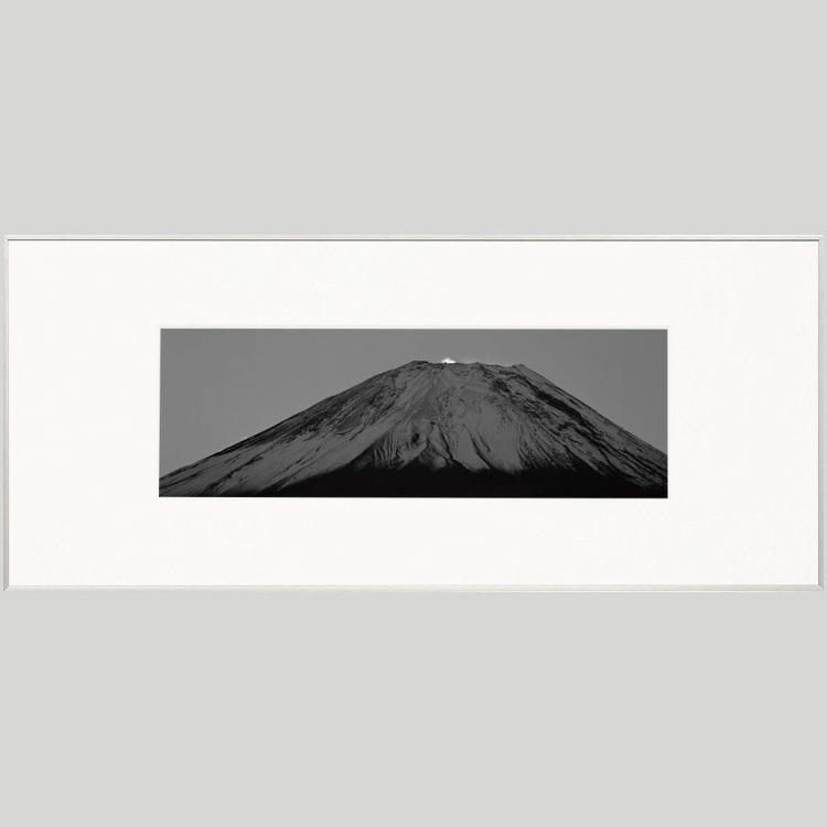 IGREBOW 山梨県 金剛石富士 アイグレボウ 室内装飾写真絵 軽銀枠組み L大きさ 白黒 レリーフ、アート-ウォールデコレーション-家具、インテリア