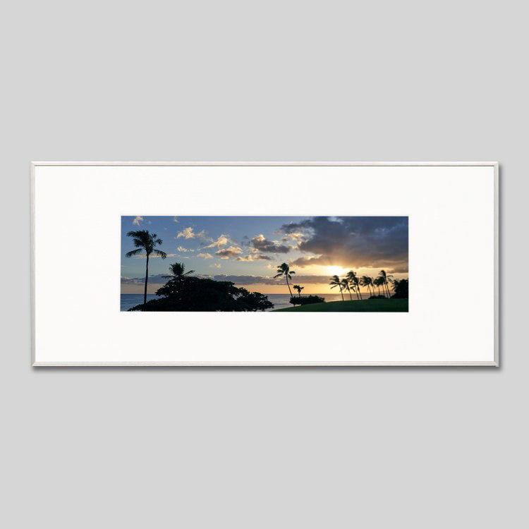 IGREBOW アロハ州 火ともし頃の海とヤシ科の木 アイグレボウ 室内装飾写真絵 軽銀枠組み L大きさ 色つや第八芸術 ウォールデコレーション-家具、インテリア-レリーフ、アート