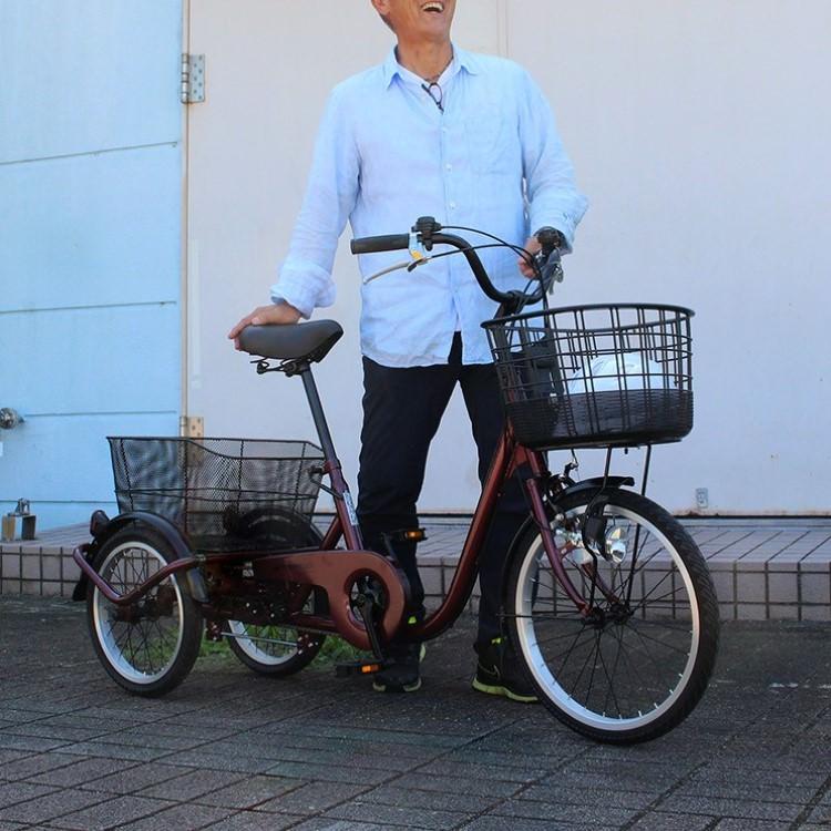 5月下旬頃入荷予定 [三輪自転車] ACTIVE PLUS アクティブプラス｜ノーパンク三輪自転車 MG-TRE20APNL ワインレッド 送料無料 (北海道・沖縄・離島別送料)の画像