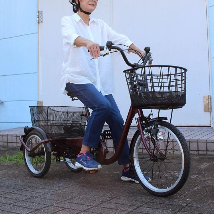 5月下旬頃入荷予定 [三輪自転車] ACTIVE PLUS アクティブプラス｜ノーパンク三輪自転車 MG-TRE20APNL ワインレッド 送料無料 (北海道・沖縄・離島別送料)の画像