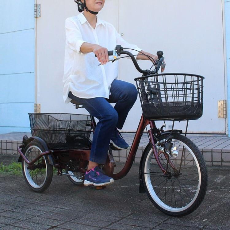 5月下旬頃入荷予定 [三輪自転車] ACTIVE PLUS アクティブプラス｜ノーパンク三輪自転車 MG-TRE20APNL ワインレッド 送料無料 (北海道・沖縄・離島別送料)の画像