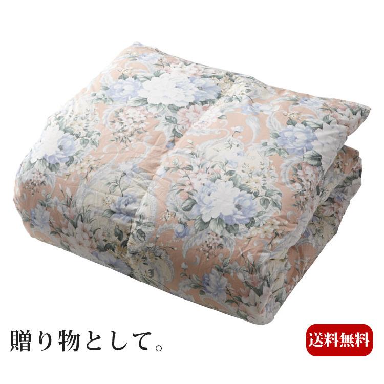 日本製 立体キルト縫製 羽毛ふとん ピンク 掛け布団 シングル 寝具 上