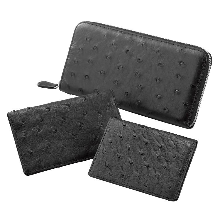 日本製オーストリッチ 3点セット 皮革製品 本革 財布 名刺入れ 日本製オーストリッチ 3点セット 皮革製品 本革 財布 名刺入れ