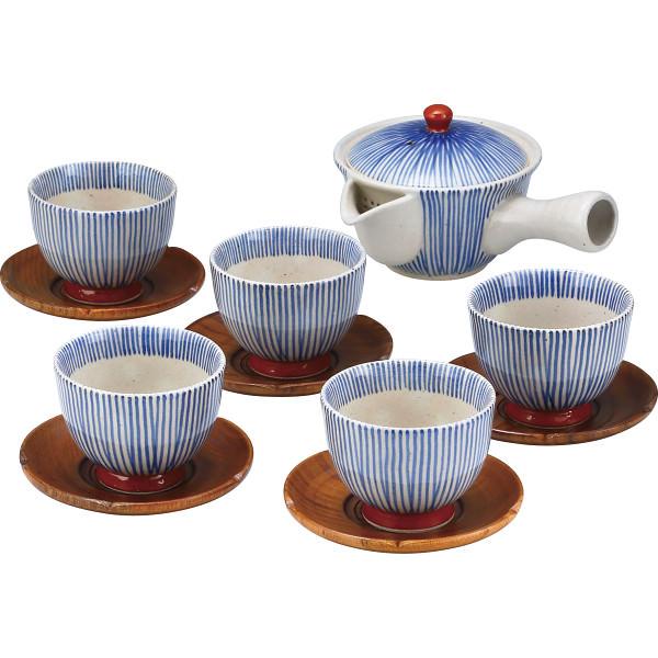 波佐見焼 朱巻十草 急須茶器揃(茶托付) 湯呑 セット 和食器 食器 ご