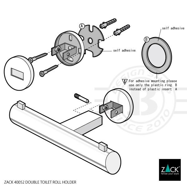 トイレットペーパーホルダー ダブル 2連 ロールホルダー ペーパーホルダー トイレ用品 壁付けタイプ DIY ドイツ ステンレス ZACK 40052 SCALA MP_16