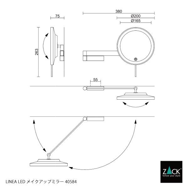 LED メイクアップミラー 5倍 片面鏡 ウォールミラー 鏡 化粧鏡 卓上