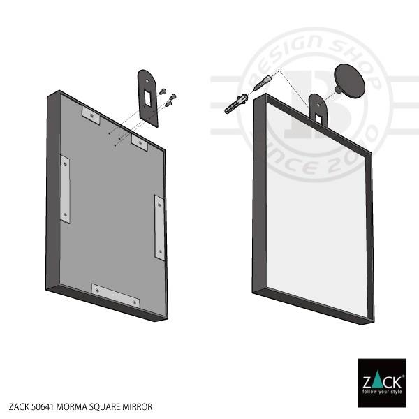 ZACK ウォールミラー スクエア ブラック 壁付けタイプ DIY 鏡 壁掛け