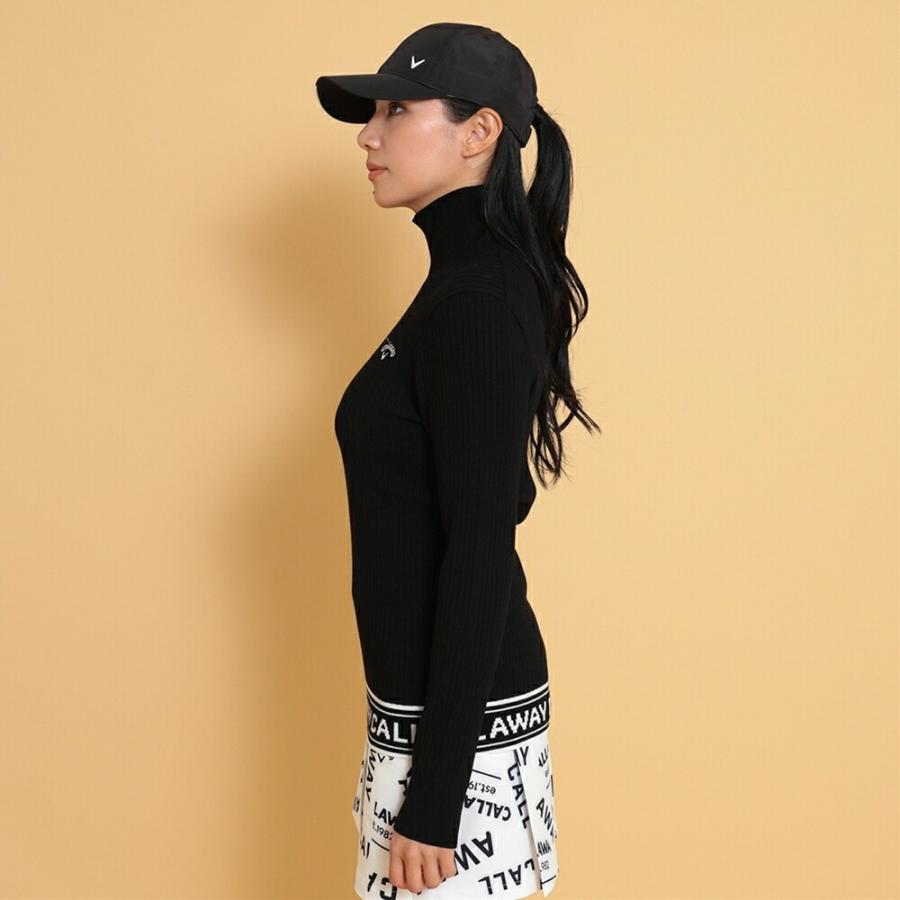 セール 30%OFF Callaway キャロウェイ レディース ゴルフウェア セーター 長袖ハイネックプレーンニット C24218202 24FW 秋冬 光沢感 フェミニン_17