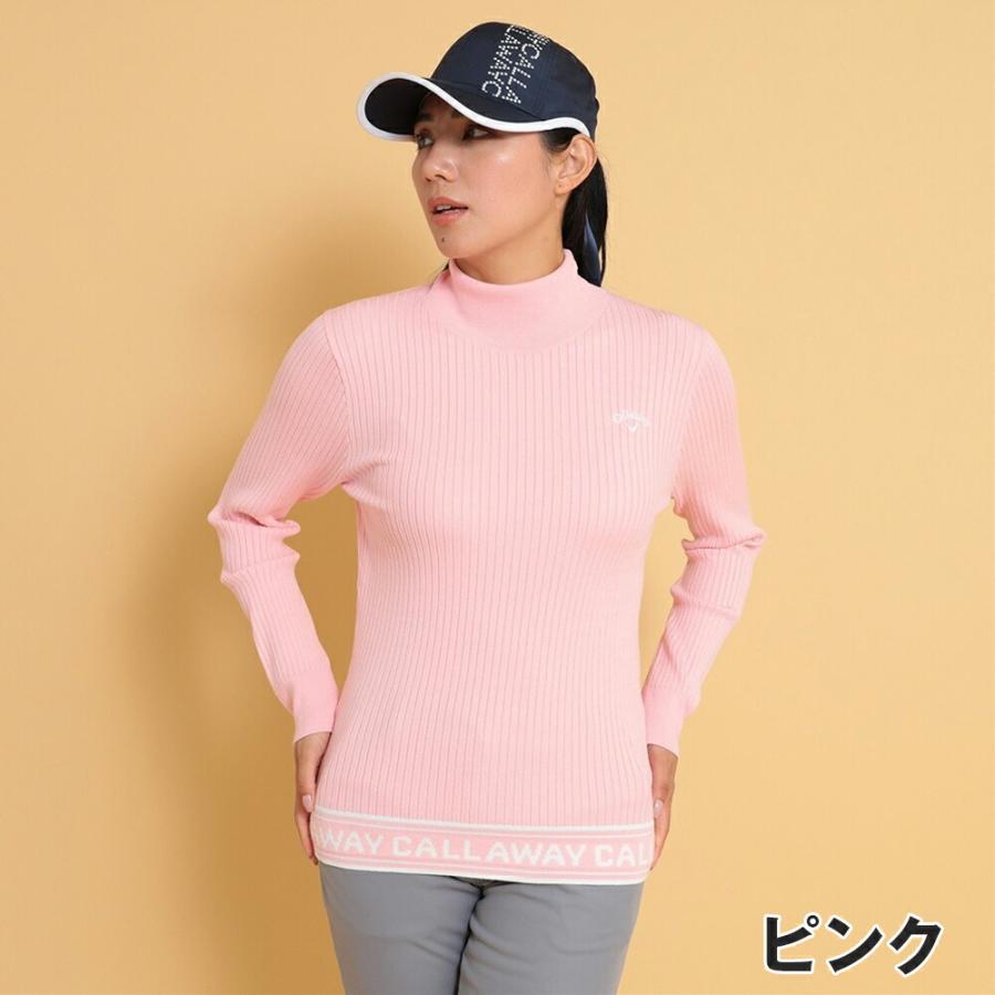セール 30%OFF Callaway キャロウェイ レディース ゴルフウェア セーター 長袖ハイネックプレーンニット C24218202 24FW 秋冬 光沢感 フェミニン_4