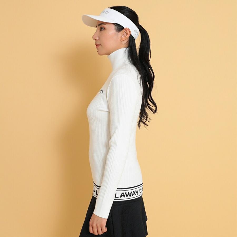 セール 30%OFF Callaway キャロウェイ レディース ゴルフウェア セーター 長袖ハイネックプレーンニット C24218202 24FW 秋冬 光沢感 フェミニン_11