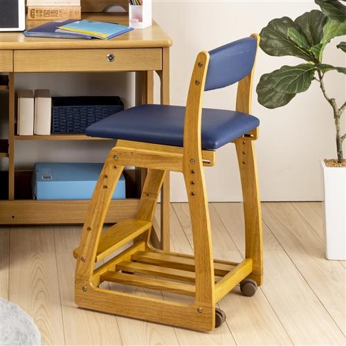 在庫限り】ヤマダオリジナル 学習椅子ライトブラウン／ネイビー