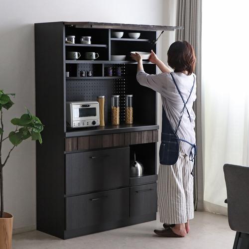 東馬(Tohma) RESE レセ 105KB Cタイプ キッチン収納 木目調 幅104.7×奥行45×高さ180cm ブラック_3