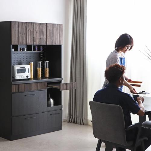 東馬(Tohma) RESE レセ 105KB Cタイプ キッチン収納 木目調 幅104.7×奥行45×高さ180cm ブラック_5