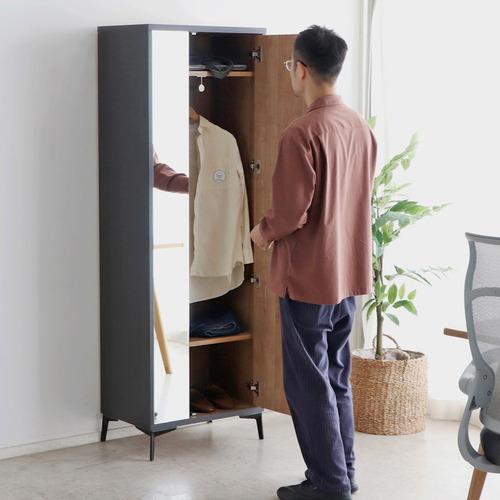 東馬(Tohma) タナスロッカー 1Pミラー 高さ181×幅60×奥行40cm 身だしなみ 鍵付き収納 ブラック_12