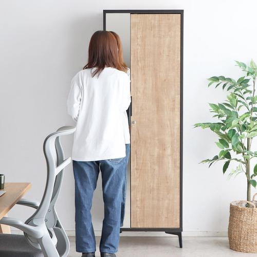 東馬(Tohma) タナスロッカー 1Pミラー 高さ181×幅60×奥行40cm 身だしなみ 鍵付き収納 ブラック_9