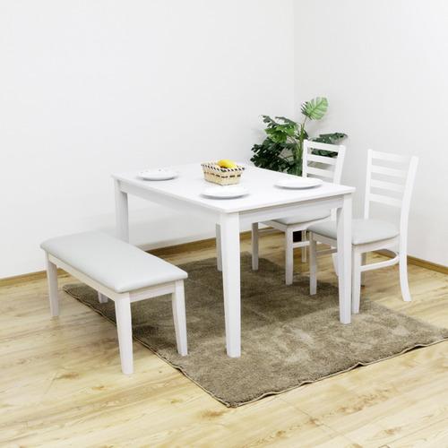 【まちもと】8脚セット　HALWood　ホワイト系4脚　水色系4脚 後藤家具物産 ダイニング4点セット／エレンWH 幅120cm テーブル+椅子2