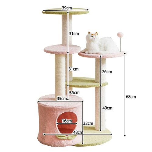 後藤家具物産 キャットタワー モモ 小屋付き ハンモック付き ピンク CAT-TW-MOMO_10