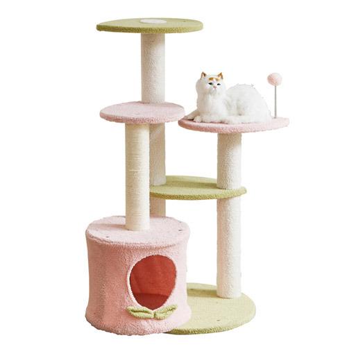 後藤家具物産 キャットタワー モモ 小屋付き ハンモック付き ピンク CAT-TW-MOMO_1