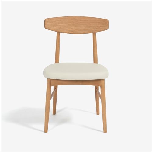 大塚家具 ダイニングチェア「ユノ３A」レッドオーク材ホワイトオーク色 PVCアイボリー ※別売布カバー全9色【※AR対応】_1