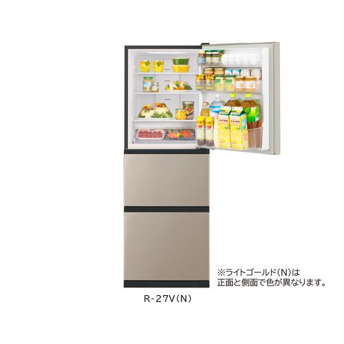 日立 R-27V N 冷蔵庫 265L 3ドア 右開き ライトゴールド 日立 R-27V N 冷蔵庫 265L 3ドア 右開き ライトゴールド