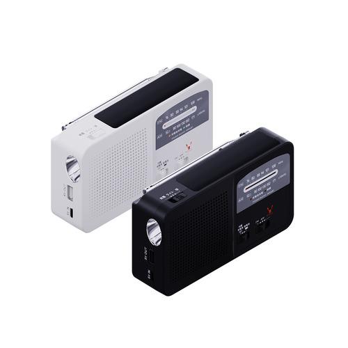 京ハヤ JKRAB1-WH 手回し防災充電ラジオ 4WAYタイプ ワイドFM対応
