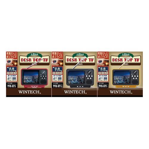 WINTECH TVR-RT1 YL 2.8インチ ワンセグテレビ レトロデザイン ラジオ