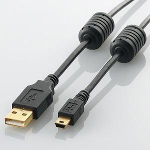 USBケーブル エレコム U2C-MF50BK フェライトコア付きUSB2.0ケーブル 5.0m｜best-denki