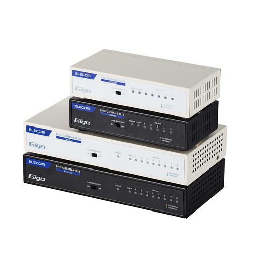 エレコム EHC-G08MN4-HJB Giga対応 8ポートスイッチングハブ(金属筐体