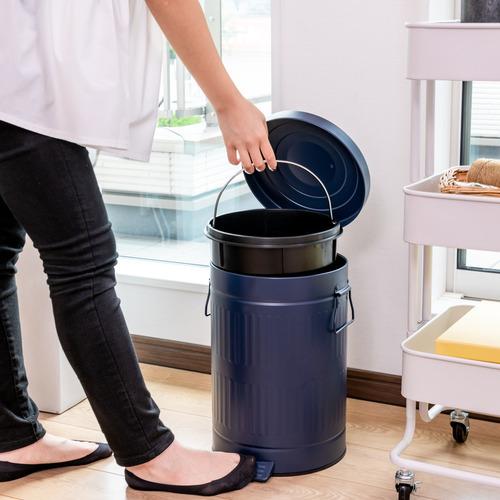 12L]ヤマダオリジナル 中バケツが取り出せるペダル式ゴミ箱 スチール