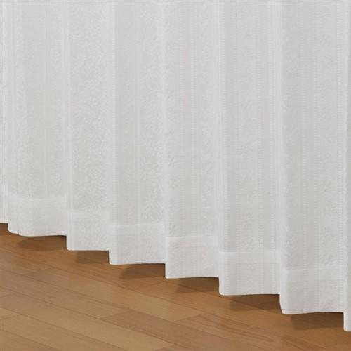 200×176]レースカーテン エコフラワーストライプ ホワイト1枚入 遮熱