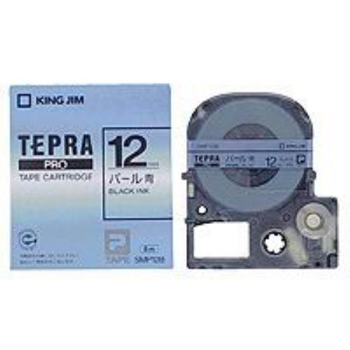 カラーラベルテープ   「テプラPRO」(パール青テープ／黒文字／12MM幅) SMP12B｜best-denki